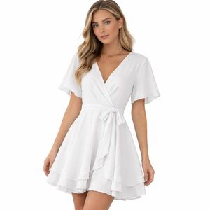 White Wrap Women’s Mini Dress Size Large